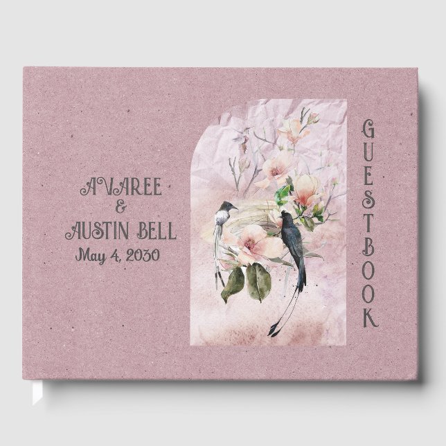 Dusty Burgundy und Magnolia Blossom Gästebuch (Vorderseite)