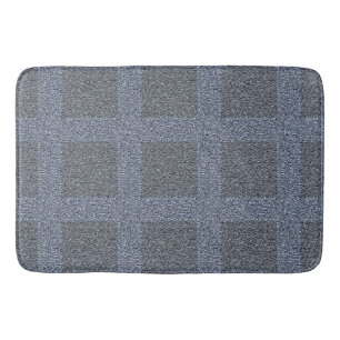 Dusty Dark Blue on Blue Tweed Design Badematte