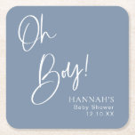Dusty/Denim Blue Oh Boy Baby Shower Rechteckiger Pappuntersetzer<br><div class="desc">https://www.zazzle.com/collections/dusty_pink_rose-119320912565185572?rf=238296117664346256</div>