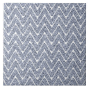 Dusty Denim Blue Zickzack Pattern Fliese