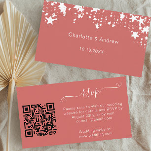 Dusty earth wedding response website QR code RSVP Begleitkarte