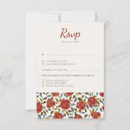 Dusty Elegant Golden Rote Rose Blume Hochzeit RSVP Karte