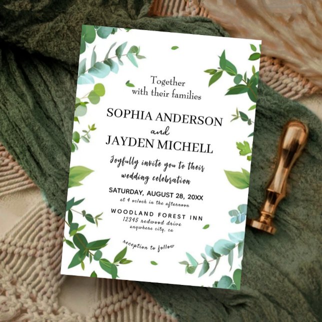 Dusty eucalyptus boho floral rustic flowers  einladung (Von Creator hochgeladen)