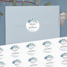 Dusty Eucalyptus Personalisiert Wedding Envelope Runder Aufkleber