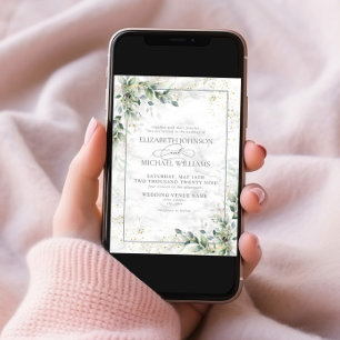 Dusty Eukalyptus Botanical Gold Greenerity Wedding Einladung