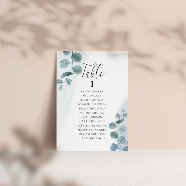 Dusty Eukalyptus Jede Tischnummer Sitzkarte (Von Creator hochgeladen)