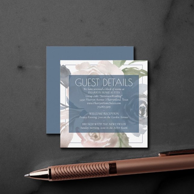 Dusty Floral | Angaben zur Hochzeit von Smoky Soft Begleitkarte (Von Creator hochgeladen)