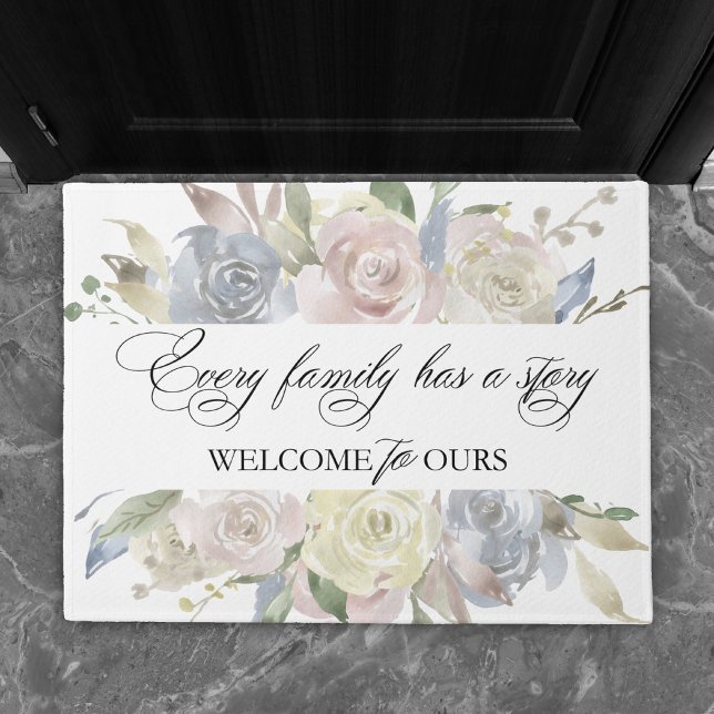 Dusty Floral | Jede Familie hat einen "Story Welco Fußmatte (Von Creator hochgeladen)