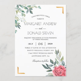 Dusty Floral mit goldenem geometrischem Rahmen Hoc Einladung