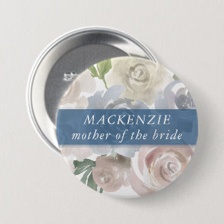 Dusty Floral Pattern | Mute Pastel Wedding Party Button