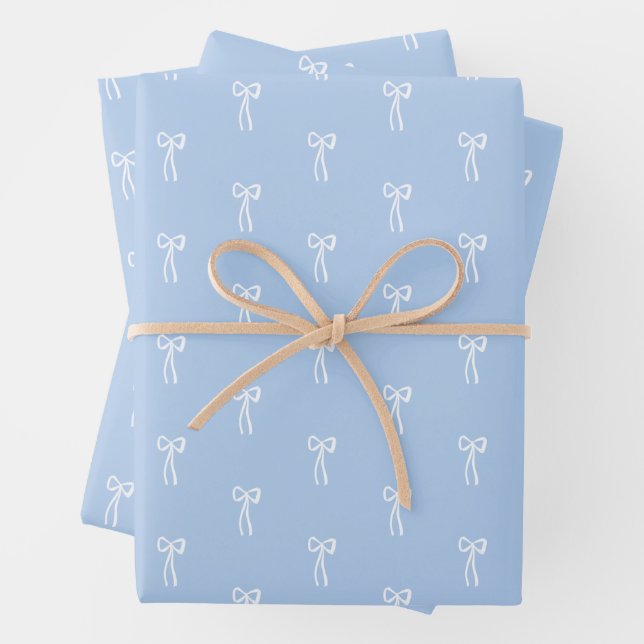 Dusty French Blue Christmas Classic Coquette Bow Geschenkpapier Set (Beispiel)