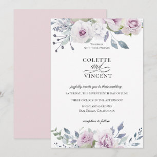 Dusty Garden Floral Wedding Einladung