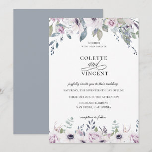 Dusty Garden Floral Wedding Einladung