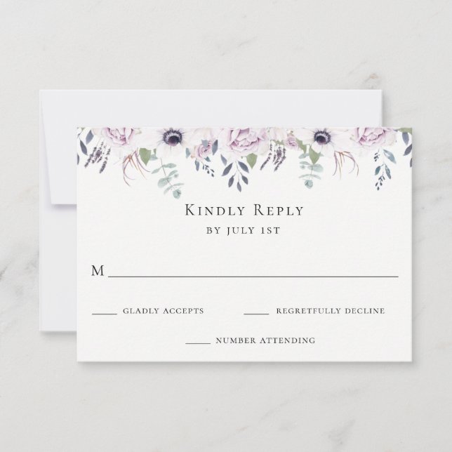 Dusty Garden Floral Wedding RSVP Card (Vorderseite)