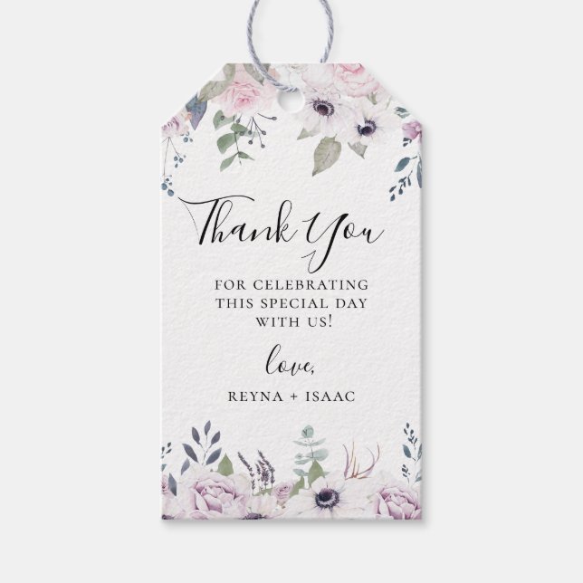 Dusty Garden Floral Wedding Vielen Dank Geschenkanhänger (Vorderseite)