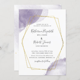 Dusty Gold Elegant Faire-part de mariage violet