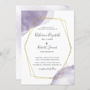 Dusty Gold Elegant Faire-part de mariage violet