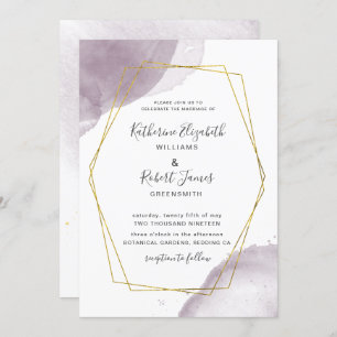 Dusty Gold Elegant Mauve Faire-part de mariage