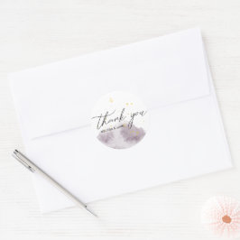 Dusty Gold und lila Monogram Vielen Dank Runder Aufkleber