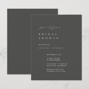 Dusty Gray Minimalistisch Bridal Dusche Einladung