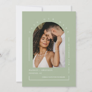 Dusty Green Boho Arch Foto QR Code Rettete Unser D Einladung