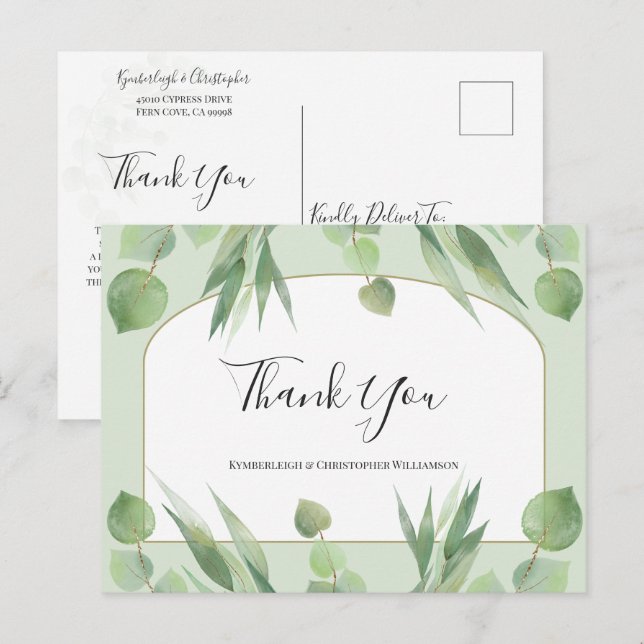 Dusty Green Boho Geometric Arch Wedding Vielen Dan Postkarte (Vorne/Hinten)