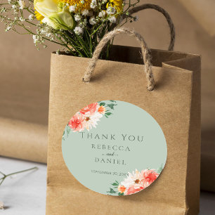 Dusty Green Botanical Wedding Vielen Dank Runder Aufkleber