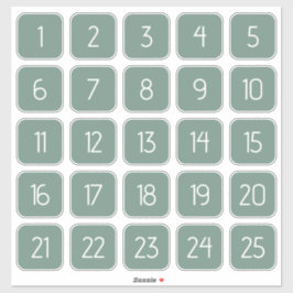 Dusty Green Customizable Square Number Stickers  Aufkleber