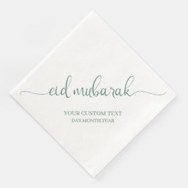 Dusty Green Eid Mubarak Calligraphy Custom Serviette