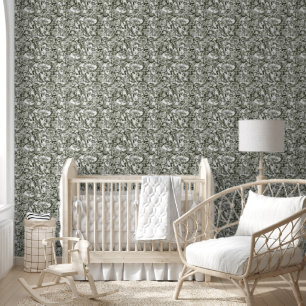Dusty Green Florals Baby Kinderzimmer Tapete