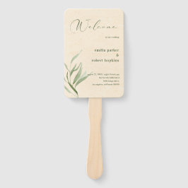 Dusty Green Foliage Beige Craft Paper Fächer