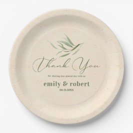 Dusty Green Foliage Beige Craft Paper Pappteller