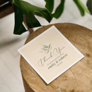 Dusty Green Foliage Beige Craft Paper Serviette