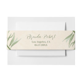 Dusty Green Foliage Beige Paper Einladungsbanderole
