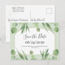 Dusty Green Geometric Arch Wedding Save the Date