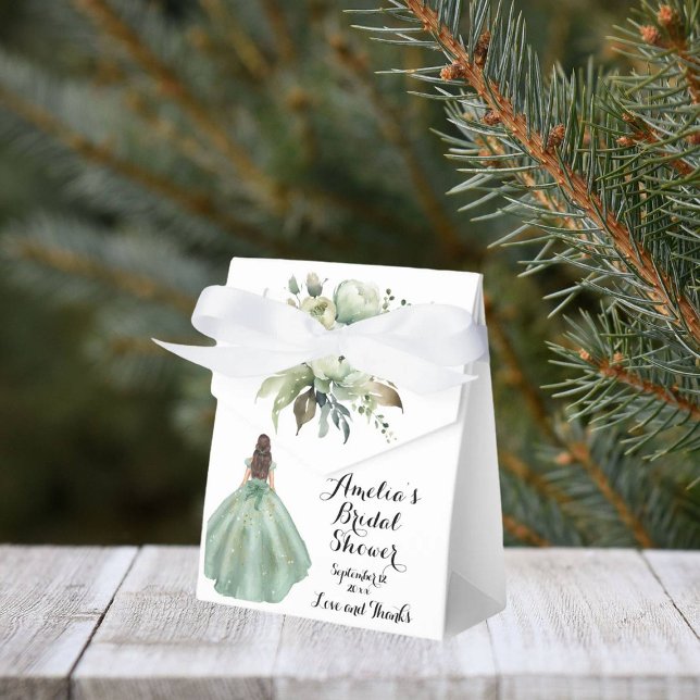 Dusty Green Gold Glitzer Dress Brautparty Geschenkschachtel (Von Creator hochgeladen)
