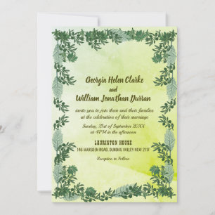 Dusty Green Greenery Faire-part de mariage rustiqu