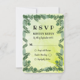 Dusty Green Greenery Rustic Wedding RSVP Card Einladung