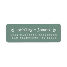 Dusty Green Heart Script Couple Return Address 