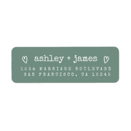 Dusty Green Heart Script Couple Return Address 