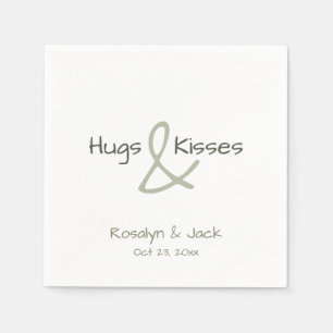 Dusty Green Lässig Handwriting Hugs & Kisses Serviette