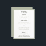 Dusty Green Lässig Handwriting Minimalistisch Mode Menükarte<br><div class="desc">Dusty Green Lässig Handwriting Minimalistisch Modern Wedding Menu</div>