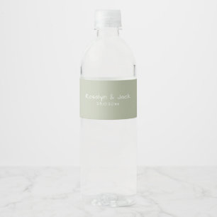 Dusty Green Lässig Handwriting Water Bottle Labels