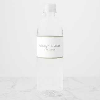 Dusty Green Lässig Handwriting Water Bottle Labels