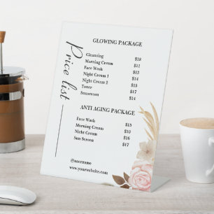 Dusty Green Minimalistisch Skincare Price List Sockelschild