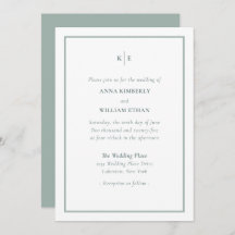 Dusty Green Shades Monogramme Mariage Invitations