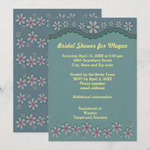 Dusty Green Six Petal Fête des mariées Invitation