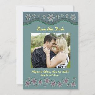 Dusty Green Six Petal Flower Enregistrer la carte 