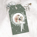 Dusty Green & White Christmas Wreath Foto Geschenkanhänger<br><div class="desc">Weihnachts-Foto-Geschenktag mit einem einfachen Weihnachtskranz. Für eine weiter gehende Anpassung dieses Designs klicken Sie bitte auf die Schaltfläche "DESIGN TOOL" oben!</div>