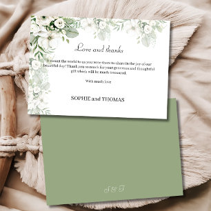 Dusty grüne Rose Aquarell Hochzeit Dankeskarte